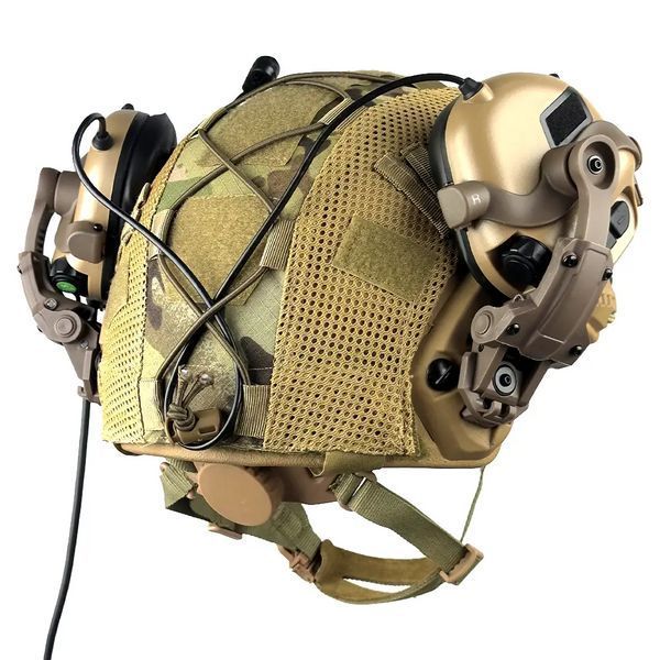 Комплект шлем кевларовый Fast Helmet NIJ IIIA + наушники Earmor M32 Mod3 с чебурашкой + кавер (размер M) L9006620 фото