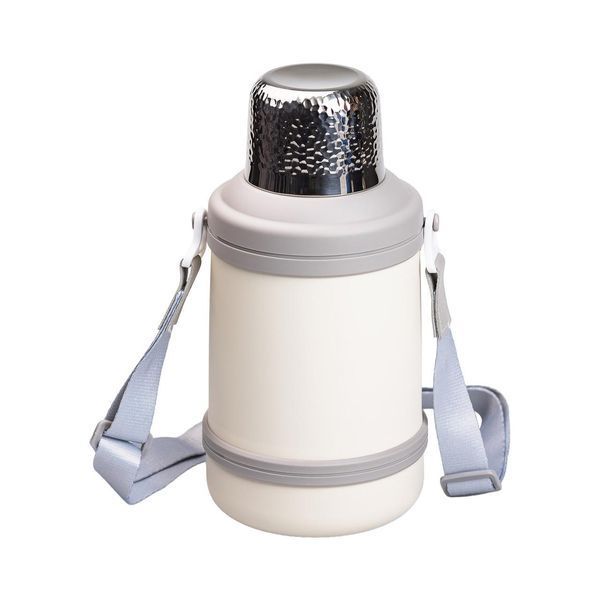 Термос туристический Vacuum Cup 1.5 литра с ремешком и складной ручкой белый HP-14-21W фото