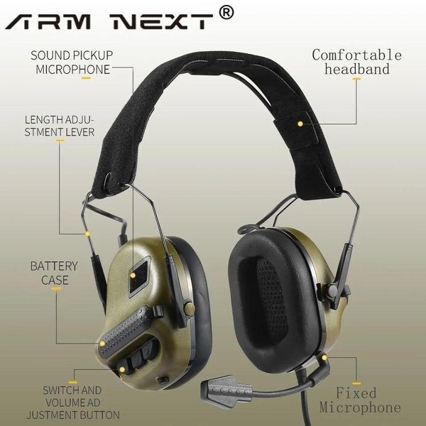 Тактические наушники с шумоподавлением Arm Next с переходником для радиостанции Kenwood (Оливковый) L900399 фото