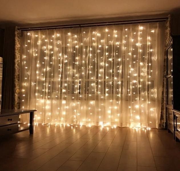 Гирлянда штора Водопад 240 led большая лампа 3D Теплый белый свет 3м х 2м (силиконовый провод с удлинением) L200622 фото