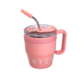 Термочашка Coffee & Tea 480 мл з трубочкою і подвійним відкриванням рожева HP-14-23P фото