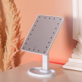 Настольное зеркало с подсветкой 22 LED для макияжа на ножке Белый LU-HP-10-4AW фото