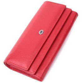 Вместительный женский кошелек с двумя клапанами из натуральной кожи ST Leather 22695 Красный b22695 фото