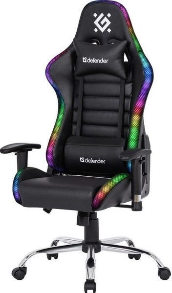 Геймерське крісло Defender Ultimate поліуританове з RGB підсвічуванням (Чорне) L703235 фото