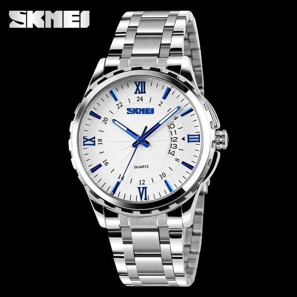 Чоловічий наручний годинник Skmei 9069 Сріблястий з синім L9003931 фото