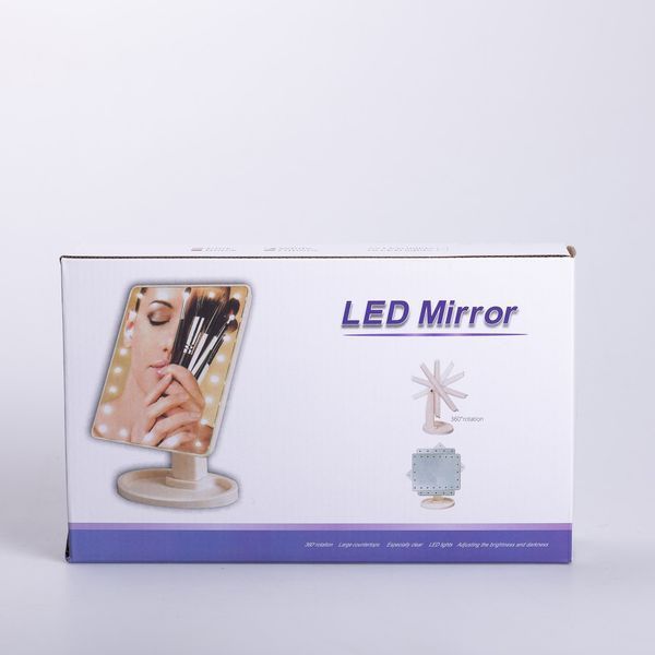 Настольное зеркало с подсветкой 22 LED для макияжа на ножке Белый LU-HP-10-4AW фото