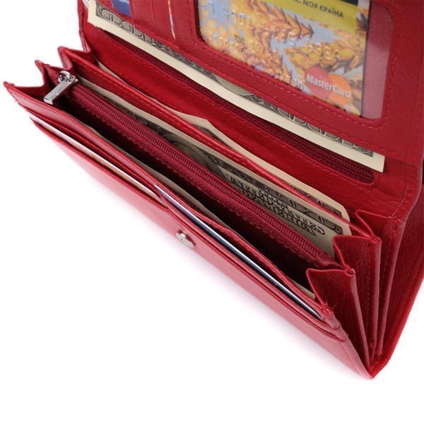 Вместительный женский кошелек с двумя клапанами из натуральной кожи ST Leather 22695 Красный b22695 фото