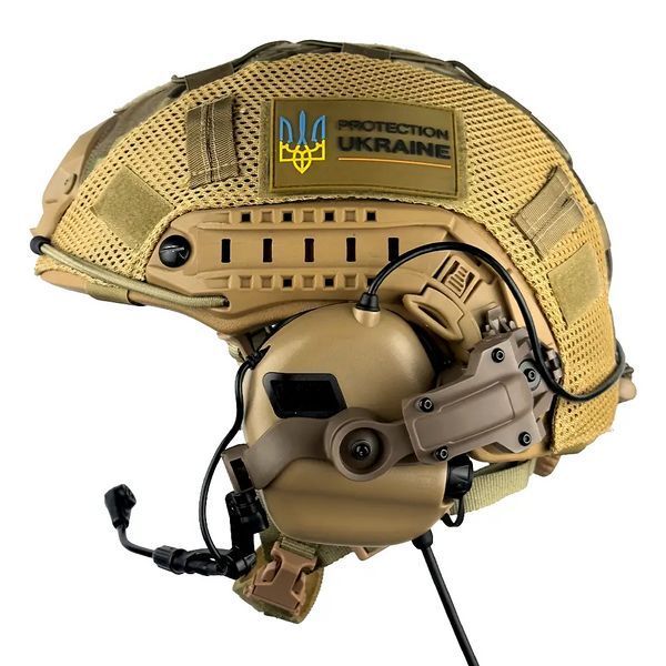 Комплект шлем кевларовый Fast Helmet NIJ IIIA + наушники Earmor M32 Mod3 с чебурашкой + кавер (размер L) L9006621 фото