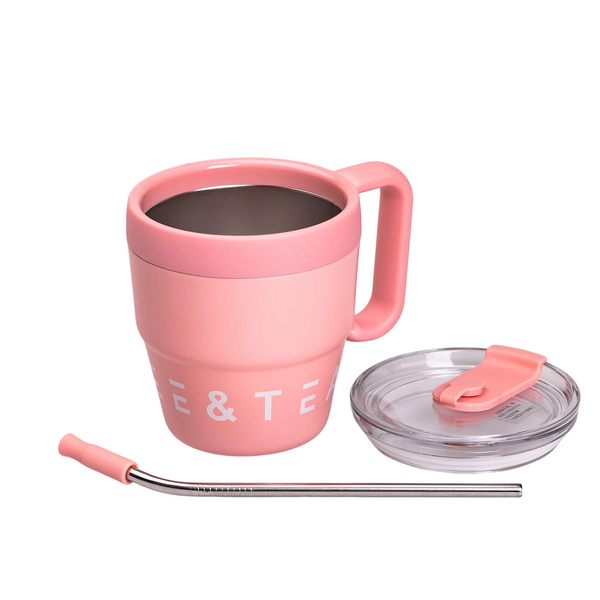 Термокружка Coffee & Tea 480 мл с трубочкой и двойным открыванием розовая HP-14-23P фото