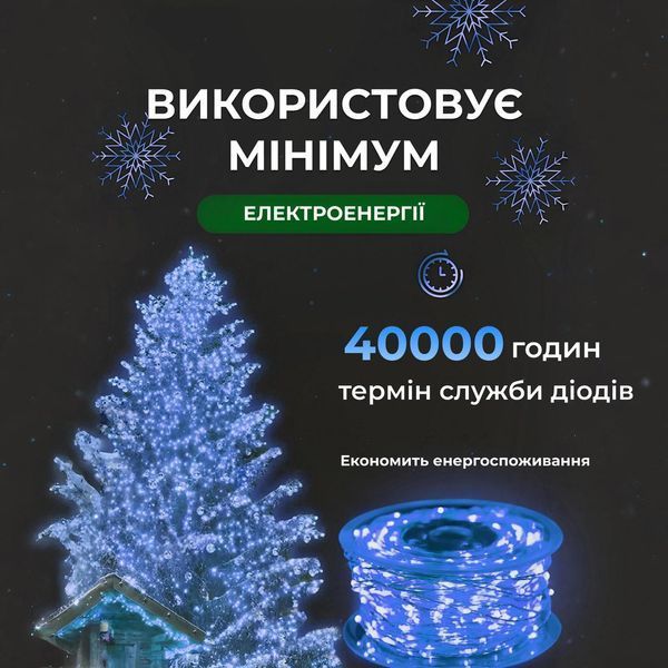 Гірлянда Роса нитка 2000 LED довжина 200 м з пультом від мережі, синій 2000L200MWBL фото
