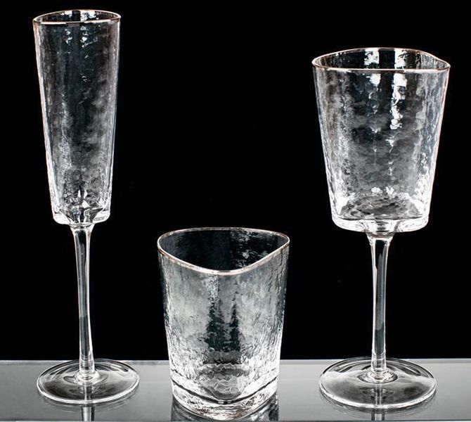 Набір 4 фужера Monaco Ice келихи для вина 400 мл, скло з срібним кантом BD-579-127 фото