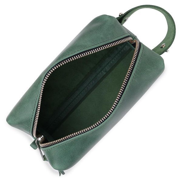 Косметичка унисекс из натуральной кожи Grande Pelle 11572 с ручкой 18х10х7 см зеленая b11572 фото