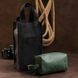 Косметичка унисекс из натуральной кожи Grande Pelle 11572 с ручкой 18х10х7 см зеленая b11572 фото 9