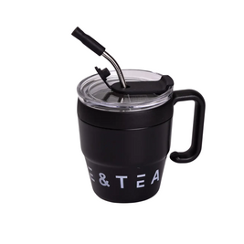 Термочашка Coffee & Tea 480 мл з металевою трубочкою чорна HP-14-23B фото
