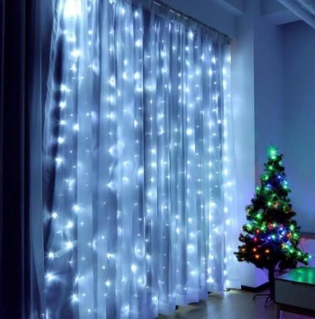 Гирлянда штора Водопад 240-B большая лампа 3D led blue 3х2м (силиконовый провод с удлинением) L200628 фото