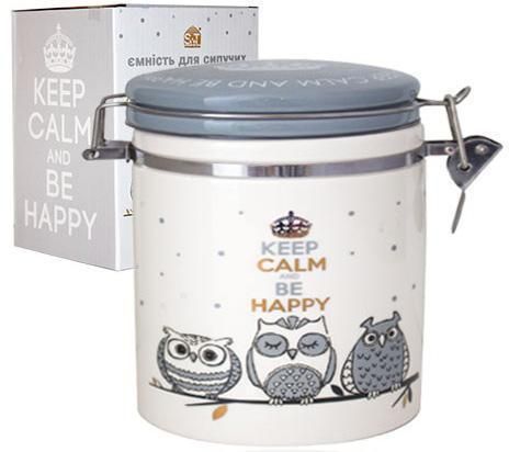Банка керамічна Be Happy "Совушки&raquo; 500 мл, кришка з засувкою ST-630-18 фото