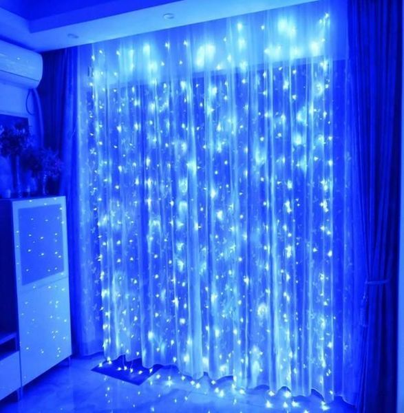 Гирлянда штора Водопад 240-B большая лампа 3D led blue 3х2м (силиконовый провод с удлинением) L200628 фото