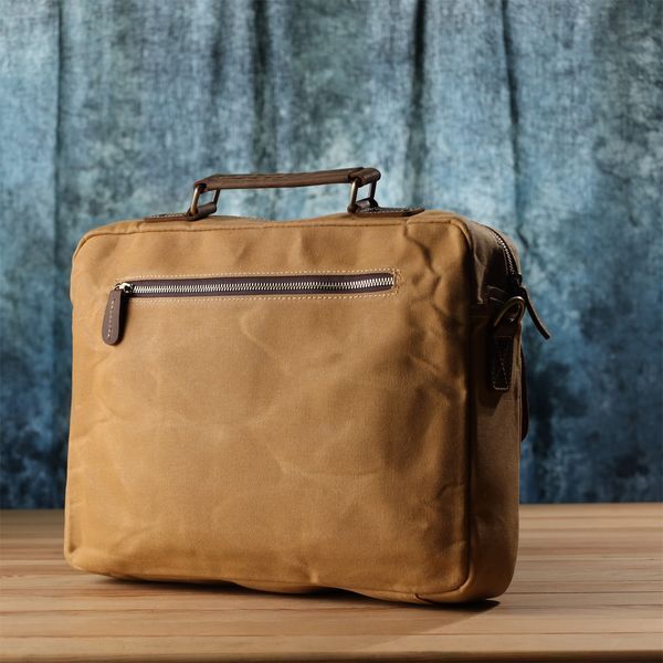 Стильный портфель из текстиля из кожаными вставками Vintage 20874_1 Светло-коричневый b20874_1 фото
