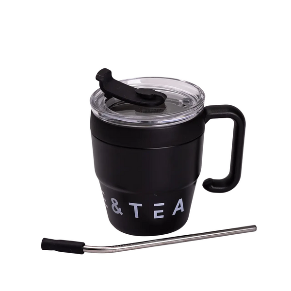 Термокружка Coffee & Tea 480 мл с металлической трубочкой черная HP-14-23B фото