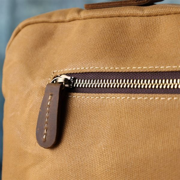 Стильный портфель из текстиля из кожаными вставками Vintage 20874_1 Светло-коричневый b20874_1 фото