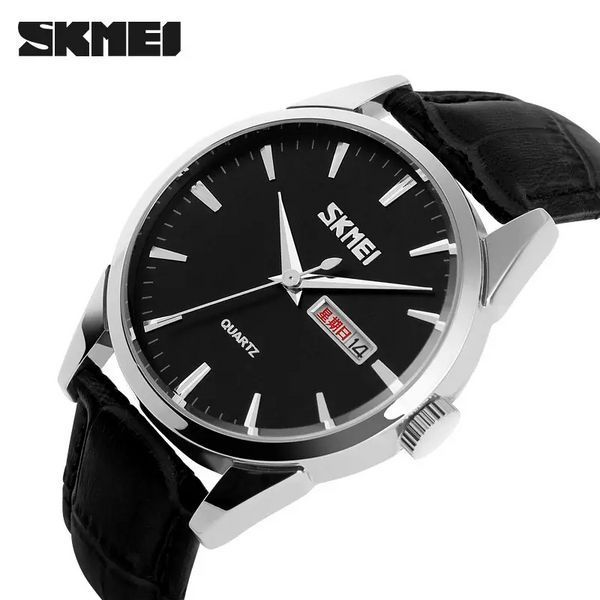 Часы мужские наручные Skmei 9073 (Серебристые с черным циферблатом) L703155 фото