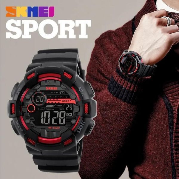 Мужские наручные часы Skmei Champion 1243A Черные с красным L124302 фото