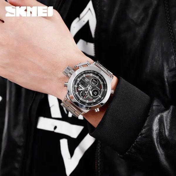 Мужские спортивные наручные часы Skmei 1515 Серебристые L9003190 фото