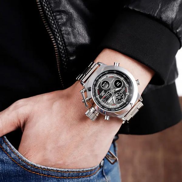 Мужские спортивные наручные часы Skmei 1515 Серебристые L9003190 фото
