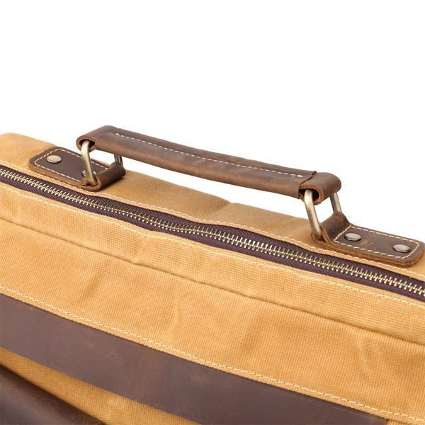 Стильный портфель из текстиля из кожаными вставками Vintage 20874_1 Светло-коричневый b20874_1 фото