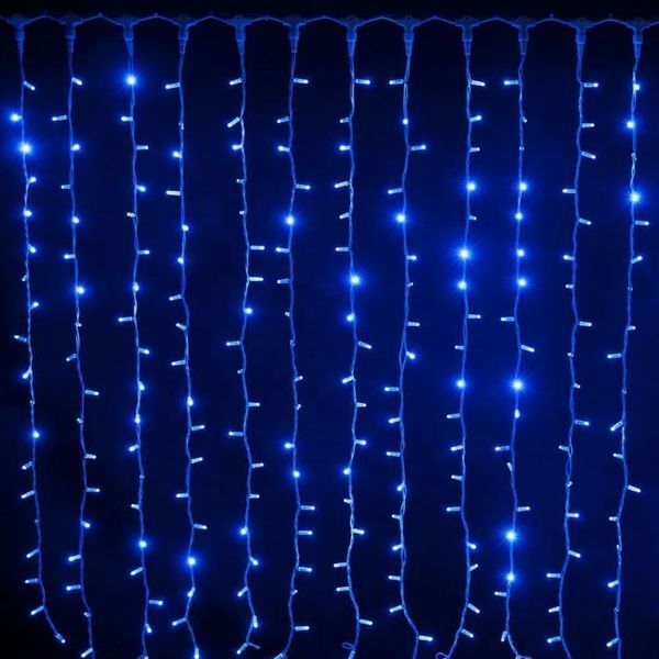 Гирлянда штора Водопад 240-B большая лампа 3D led blue 3х2м (силиконовый провод с удлинением) L200628 фото