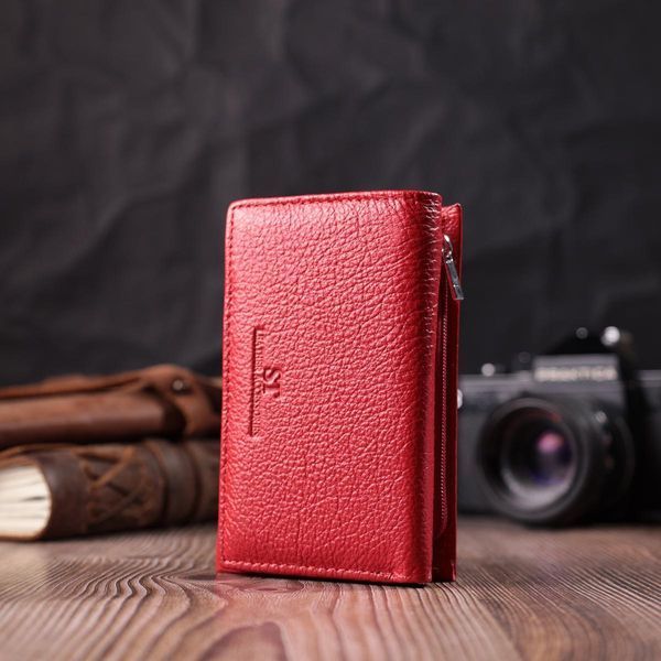 Шкіряний зручний жіночий гаманець у три додавання ST Leather 22490 Червоний b22490 фото