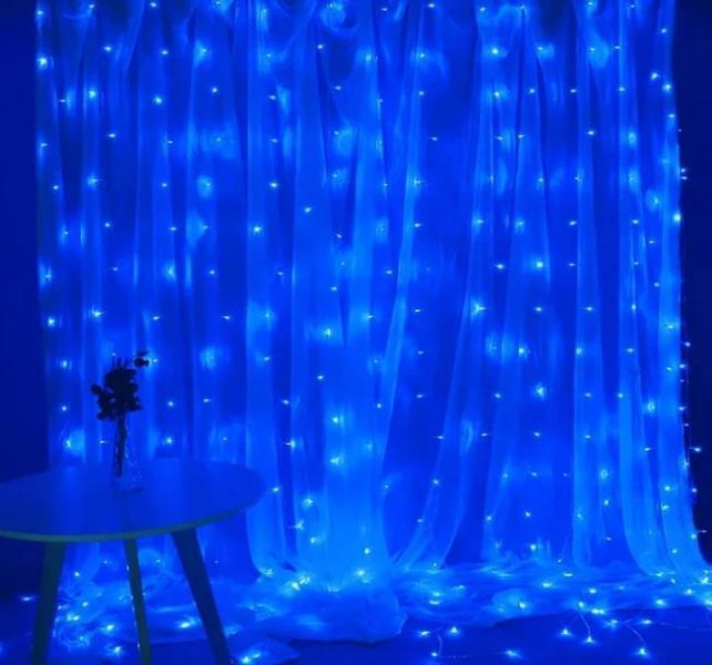 Гирлянда штора Водопад 240-B большая лампа 3D led blue 3х2м (силиконовый провод с удлинением) L200628 фото