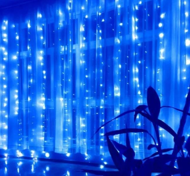 Гирлянда штора Водопад 240-B большая лампа 3D led blue 3х2м (силиконовый провод с удлинением) L200628 фото
