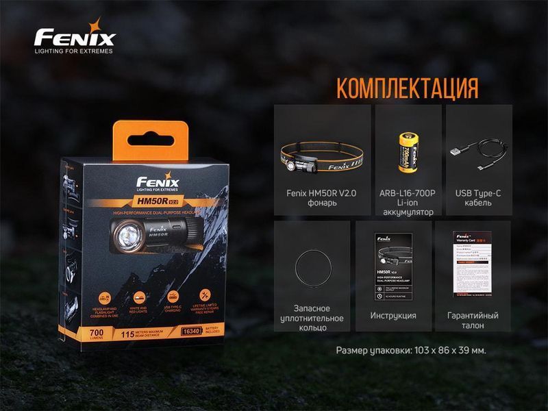Налобный фонарь Fenix HM50R V2.0 700лм (6 режимов) алюминиевый Черный L703293 фото