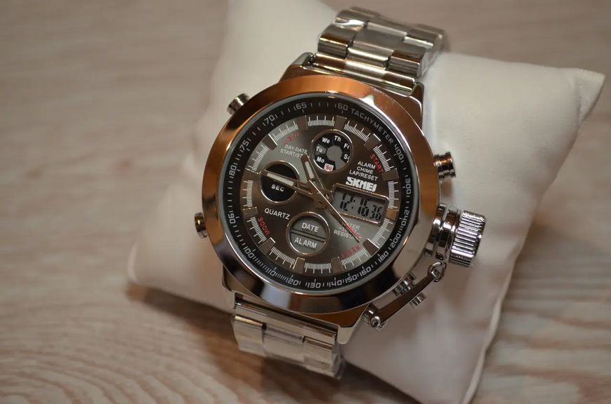 Мужские спортивные наручные часы Skmei 1515 Серебристые L9003190 фото