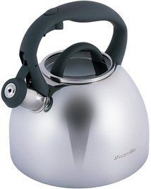Чайник Kamille Whistling Kettle 2.7л из нержавеющей стали со свистком и стеклянной крышкой (серая ручка) KM-1088 фото