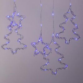 Гирлянда-штора 3х0,9 м с 10 фигурами звезда и елка 120 LED Синяя 1733070BL фото