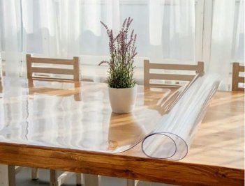 Мягкое стекло Прозрачная силиконовая скатерть на стол Soft Glass Защита для мебели 1.0х1.0 м Толщина 1.5мм L150001 фото