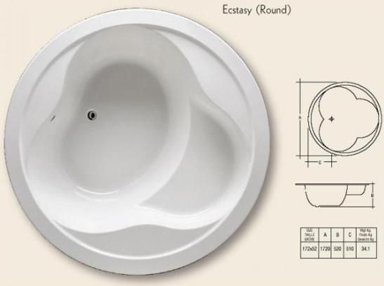 Кругла акрилова ванна RAK Ceramics Ecstasy (1720 х 1720 х 520мм) Біла L703878 фото