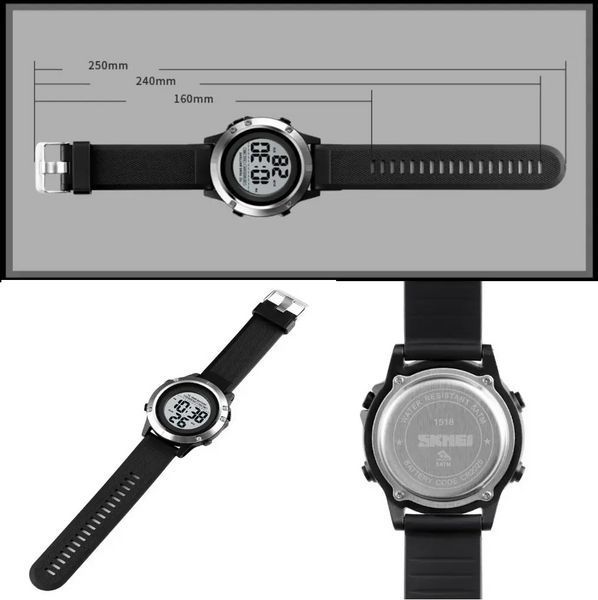 Спортивные наручные часы Skmei 1518 Черные L900755 фото