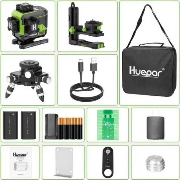 Лазерний рівень нівелір Huepar Z04CG 4D 16 ліній з Bluetooth і LCD-дисплей (2 акумулятори) L719243 фото
