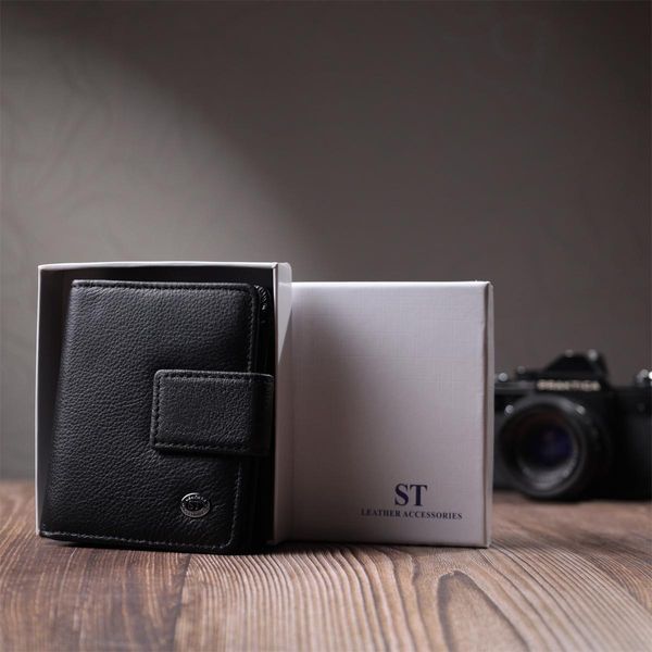 Женский кошелек с монетницей и блоком для пропусков из натуральной кожи ST Leather 22713 Черный b22713 фото
