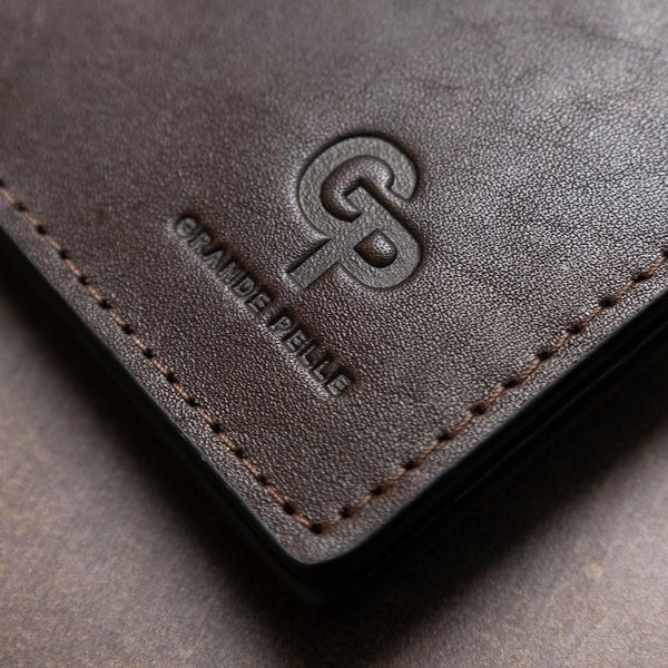 Шкіряний чоловічий затиск для грошей з монетницею GRANDE PELLE 11547 Коричневий b11547 фото