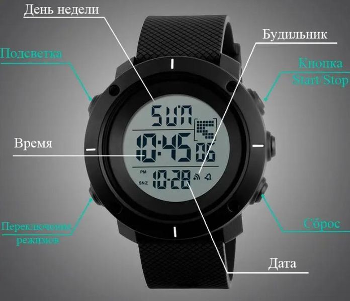 Мужские спортивные часы Skmei 1213 dekker черные L12139 фото