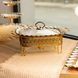Мармитница фарфоровая Tiffany 1 л квадратная на золотистой подставке с подогревом 28х23х7 см LU-SX42-1 фото 1