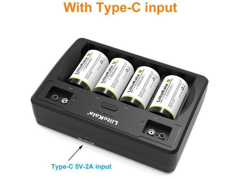 Универсальное зарядное устройство Liitokala Lii-D4 на 4 канала ​​​​​​​(Li-ion, NiMH+NiCD + крона) Type-C L703433 фото