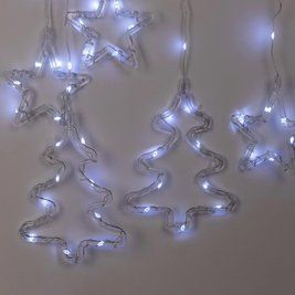 Гирлянда на штору 3х0,9 м с 10 фигурами звезда и елка 120 LED Белая 1733071W фото