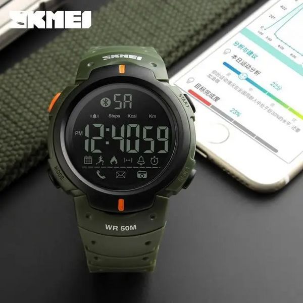Спортивний смарт-годинник Skmei 1301 ударостійкий з крокоміром Bluetooth Зелений L1301000 фото