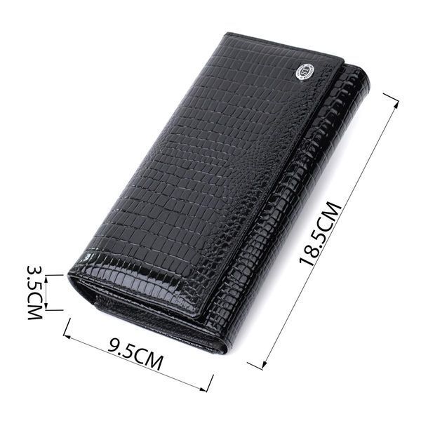 Лакированный кожаный кошелек с блоком для кредитных карт ST Leather 22683 Черный b22683 фото