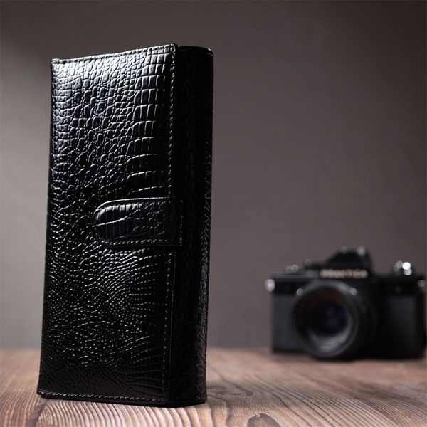Лакированный кожаный кошелек с блоком для кредитных карт ST Leather 22683 Черный b22683 фото